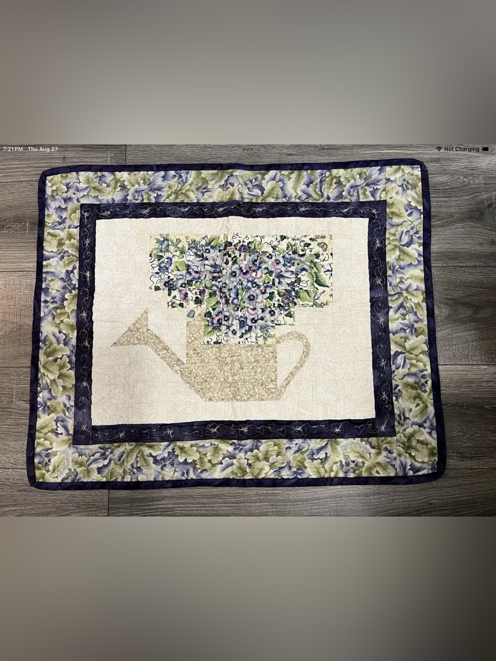 Handmade Quilt Wall Art Purple and Green 27” x 34” Wall Hanging Small Quilt